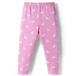 Babyhug Cotton Lycra Knit Full Length Leggings With Floral Print Pack Of 2 - Purple & Pink