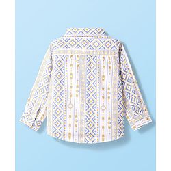 Babyhug Cotton Woven Full Sleeves Printed Shirt & Trouser Set - Beige