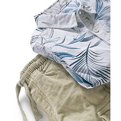 Babyhug Cotton Woven Full Sleeves Leaf Printed Shirt & Trouser Set - Beige
