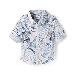 Babyhug Cotton Woven Full Sleeves Leaf Printed Shirt & Trouser Set - Beige