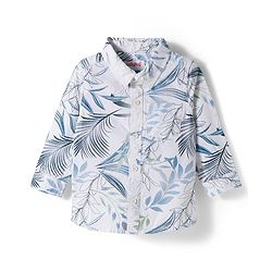 Babyhug Cotton Woven Full Sleeves Leaf Printed Shirt & Trouser Set - Beige