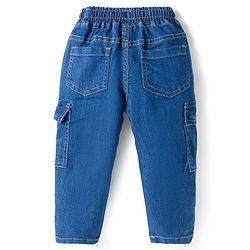 Babyhug Cotton Knit Full Sleeves Hooded Checked Shirt & Jeans Set - Red Blue & White