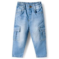 Babyhug Cotton Denim Full Sleeves Striped Shirt & Jeans Pant Set - Blue