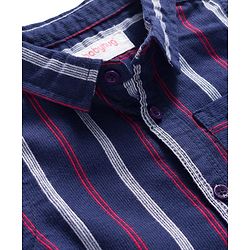 Babyhug Cotton Denim Full Sleeves Striped Shirt & Jeans Pant Set - Blue