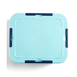 Babyhug 3 Compartment Insulated Lunch Box- Space Theme Navy Blue| 450 ml + 200 ml + 200 ml| BPA Free| Food Grade| Individual Air Tight Lids| School Lunch & Snack Box| Perfect for Travel - Blue