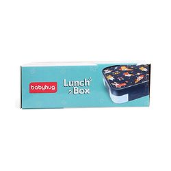 Babyhug 3 Compartment Insulated Lunch Box- Space Theme Navy Blue| 450 ml + 200 ml + 200 ml| BPA Free| Food Grade| Individual Air Tight Lids| School Lunch & Snack Box| Perfect for Travel - Blue