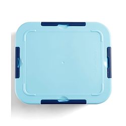 Babyhug 3 Compartment Insulated Lunch Box- Space Theme Navy Blue| 450 ml + 200 ml + 200 ml| BPA Free| Food Grade| Individual Air Tight Lids| School Lunch & Snack Box| Perfect for Travel - Blue