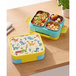 Babyhug 3 Compartment Insulated Lunch Box- Space Theme Navy Blue| 450 ml + 200 ml + 200 ml| BPA Free| Food Grade| Individual Air Tight Lids| School Lunch & Snack Box| Perfect for Travel - Blue