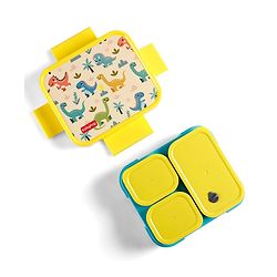 Babyhug 3 Compartment Insulated Lunch Box- Space Theme Navy Blue| 450 ml + 200 ml + 200 ml| BPA Free| Food Grade| Individual Air Tight Lids| School Lunch & Snack Box| Perfect for Travel - Blue