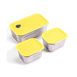 Babyhug 3 Compartment Insulated Lunch Box- Space Theme Navy Blue| 450 ml + 200 ml + 200 ml| BPA Free| Food Grade| Individual Air Tight Lids| School Lunch & Snack Box| Perfect for Travel - Blue