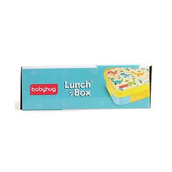 Babyhug 3 Compartment Insulated Lunch Box- Space Theme Navy Blue| 450 ml + 200 ml + 200 ml| BPA Free| Food Grade| Individual Air Tight Lids| School Lunch & Snack Box| Perfect for Travel - Blue