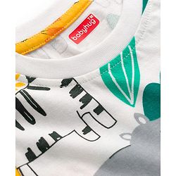Babyhug Cotton Knit Half Sleeves T-Shirt with Jungle Theme Print - Multicolor