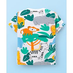 Babyhug Cotton Knit Half Sleeves T-Shirt with Jungle Theme Print - Multicolor