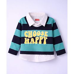 Babyhug Single Jersey Knit Full Sleeves Striped Twofer T-Shirt & Denim Jeans Set - Multicolor