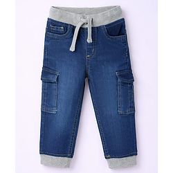 Babyhug Single Jersey Knit Full Sleeves Striped Twofer T-Shirt & Denim Jeans Set - Multicolor