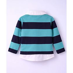 Babyhug Single Jersey Knit Full Sleeves Striped Twofer T-Shirt & Denim Jeans Set - Multicolor
