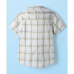 Babyhug Cotton Woven Half Sleeves Checkered Shirt & Shorts Set - Olive Green