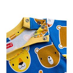 Babyhug Cotton Knit Half Sleeves T-Shirt with Animal Print - Blue