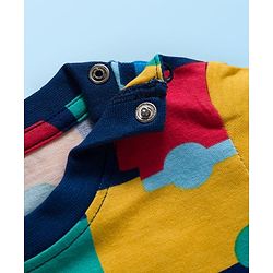 Babyhug Cotton Knit Half Sleeves Striped & Vehicle Printed T-Shirts Pack of 3 - Navy Blue Red & White
