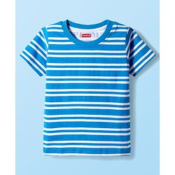 Babyhug Cotton Knit Half Sleeves Striped & Animal Printed T-Shirts Pack of 3 - Orange Blue & White