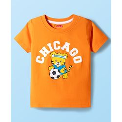 Babyhug Cotton Knit Half Sleeves Striped & Animal Printed T-Shirts Pack of 3 - Orange Blue & White