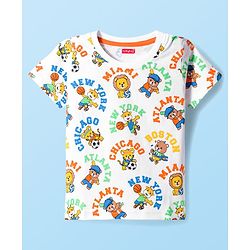 Babyhug Cotton Knit Half Sleeves Striped & Animal Printed T-Shirts Pack of 3 - Orange Blue & White