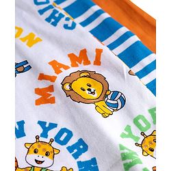 Babyhug Cotton Knit Half Sleeves Striped & Animal Printed T-Shirts Pack of 3 - Orange Blue & White