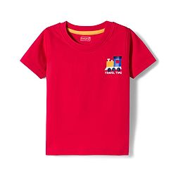 Babyhug Cotton Knit Half Sleeves T-Shirts with Vehicle Print & Stripes Pack of 3 - Red Yellow & Blue
