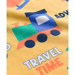 Babyhug Cotton Knit Half Sleeves T-Shirts with Vehicle Print & Stripes Pack of 3 - Red Yellow & Blue