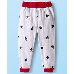 Babyhug Cotton Knit Full Sleeves Co-ord Night Suit With Star Print - White