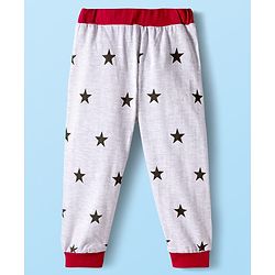 Babyhug Cotton Knit Full Sleeves Co-ord Night Suit With Star Print - White