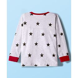 Babyhug Cotton Knit Full Sleeves Co-ord Night Suit With Star Print - White