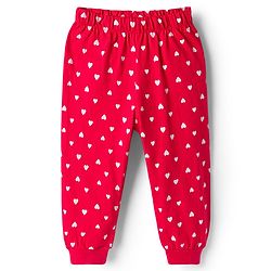 Babyhug Cotton Knit Full Sleeves Night Suit With Heart Print - White & Red