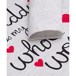 Babyhug Cotton Knit Full Sleeves Night Suit With Heart Print - White & Red