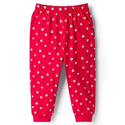 Babyhug Cotton Knit Full Sleeves Night Suit With Heart Print - White & Red