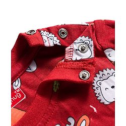 Babyhug Cotton Knit Full Sleeves Co-ords Night Suit With Animal Print - Maroon
