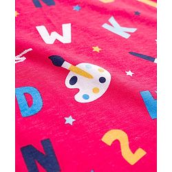 Babyhug Cotton Knit Full Sleeves Co-ord Night Suit With Painting Print - Red
