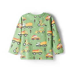 Babyhug Cotton Knit Full Sleeves Co-Ord Night Suit with Vehicle Print - Green