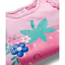 Babyhug Cotton Knit Sleeveless Top With Strawberry Print - Pink