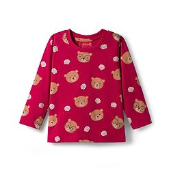 Babyhug 100% Cotton Knit Full Sleeves Co-ord Night Suit With Teddy Bear Print - Maroon