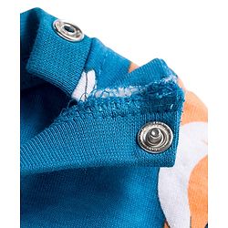 Babyhug Cotton Knit Full Sleeves Co-ords Night Suit With Animal Print - Blue