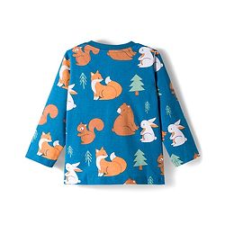 Babyhug Cotton Knit Full Sleeves Co-ords Night Suit With Animal Print - Blue