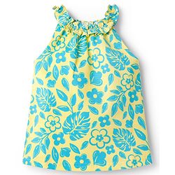 Babyhug Cotton Knit Sleeveless Top with Floral Print - Yellow
