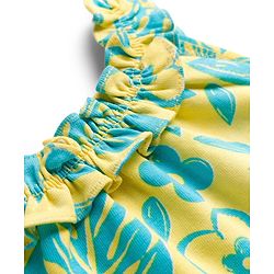 Babyhug Cotton Knit Sleeveless Top with Floral Print - Yellow