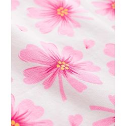 Babyhug Cotton Knit Sleeveless Top With Floral Print - White