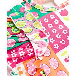 Babyhug Cotton Knit Frill Sleeves Top with Tropical Theme Print - Multicolor