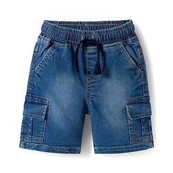 Babyhug Cotton Woven Half Sleeves Camping Printed Shirt & Denim Shorts Set - Blue