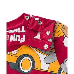 Babyhug Cotton Knit Full Sleeves T-Shirt & Pyjama Co-ord Night Suit With Elephant Print - Maroon