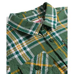 Babyhug 100% Cotton Woven Half Sleeves Checks Shirt & Shorts Set - Green & Khaki