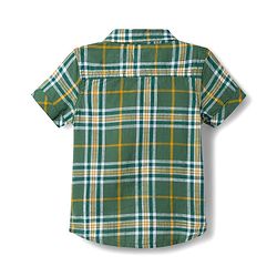 Babyhug 100% Cotton Woven Half Sleeves Checks Shirt & Shorts Set - Green & Khaki